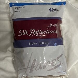 Hanes Silk Reflections Silky Sheer Control Top RT 4 Pack NATURAL 04  115784 AB